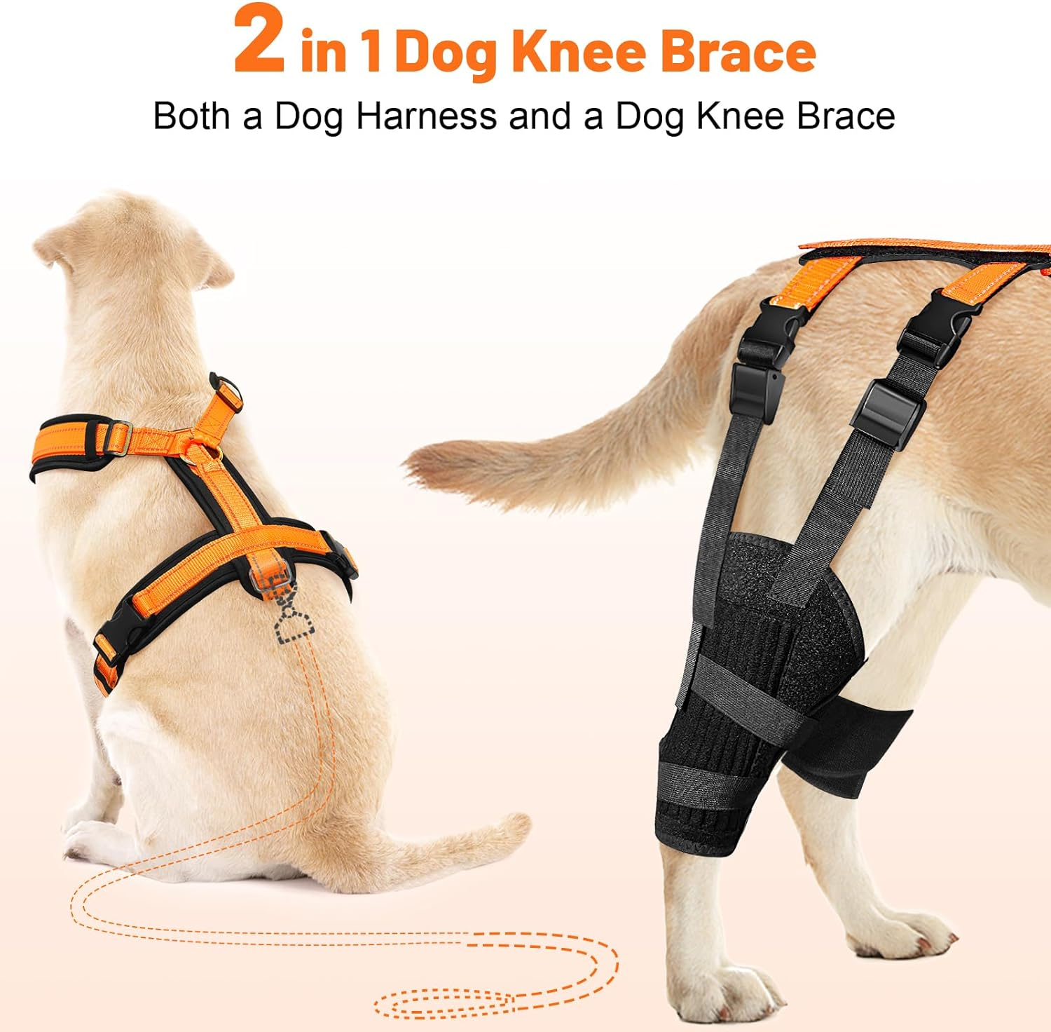 Dog Knee Brace with Harness Adjustable Dog ACL Knee Brace for Luxating