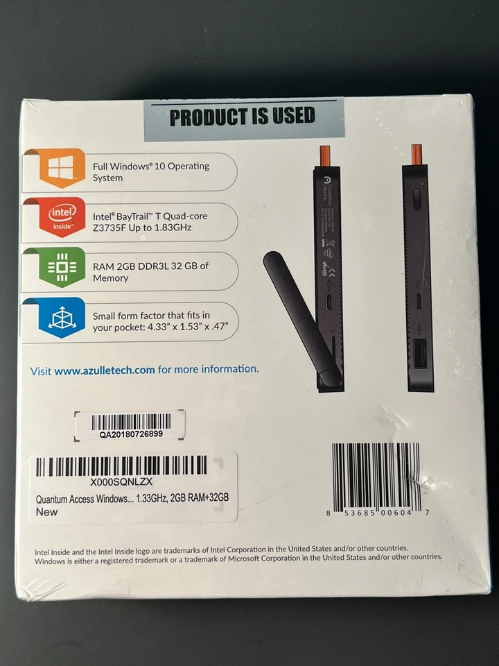 Azulle Quantum Access Fanless Windows10 Mini PC Stick *New* Sealed 2GB Ram 32 Gb - Image 2 of 3