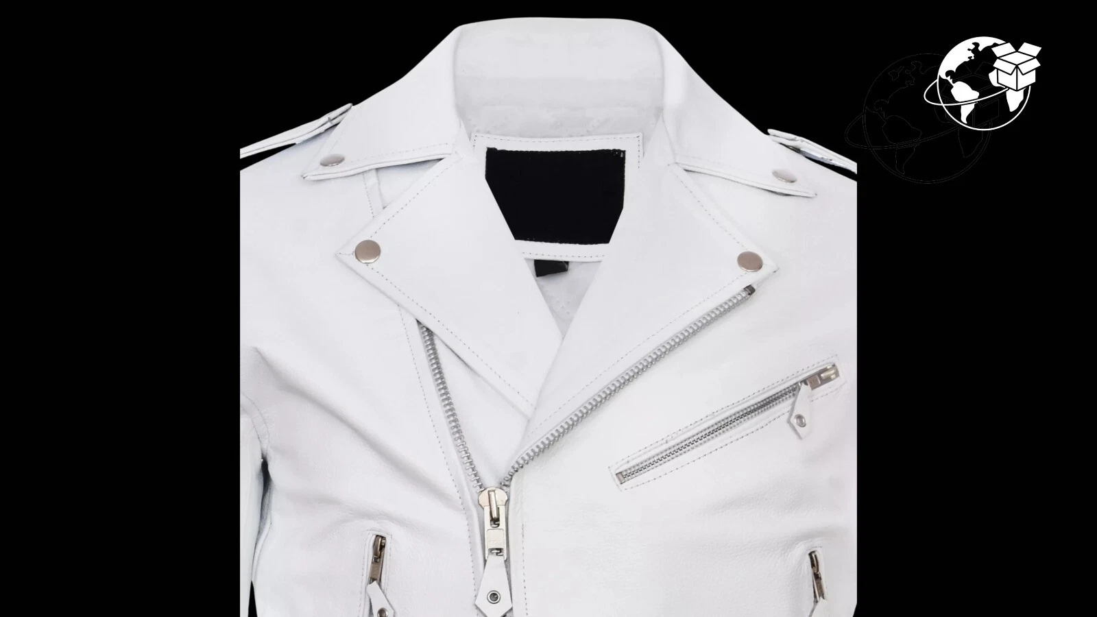 Men's Stylish Brando Casual White Leather Biker Jacket - product detail image 4