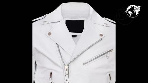 Men's Stylish Brando Casual White Leather Biker Jacket image 4
