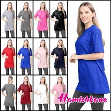 Womens Oversized Tee Top Ladies Plain Short Sleeve Summer Basic Casual T-Shirt