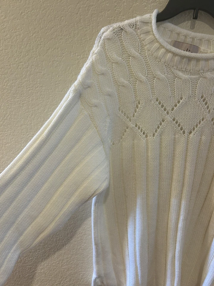 Suéter tejido grueso marfil vintage Carolina Colours Plus para mujer 22W cuello redondo Foto 3 de 4