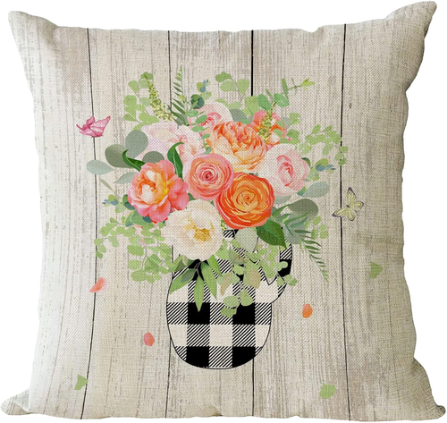 Spring Throw Pillow Covers 18X18 Set of 4 Floral Pillow Covers Spring Summer Dec - Picture 9 of 12