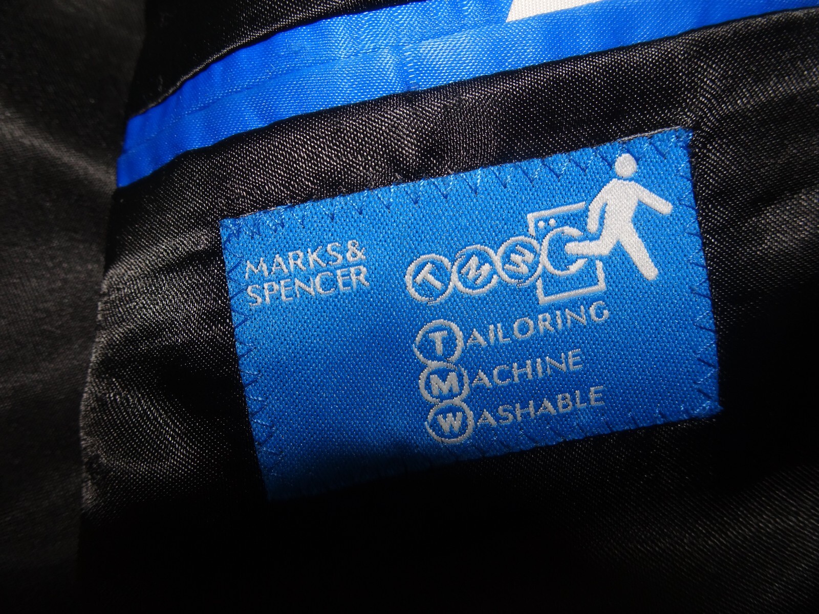 M&S Dinner Suit Tuxedo JACKET Black Satin Lapel Wool Blend SIZE 44S