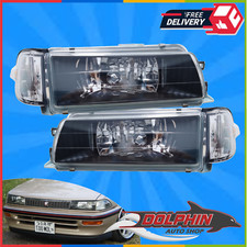 For 1988 1992 Toyota Corolla Sedan Headlight Black Corners Lamps Set Left Right