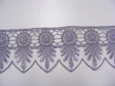 Metallic Silver Embroidered Nett Lace Trim 50mm x 3.9mts 26117 