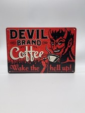 Blechschild Devil Coffee 20x30cm Nostalgie Retro Reklame Vintage Geschenk Kaffee
