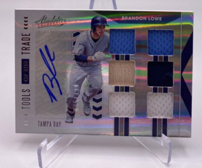 2020 PANINI ABSOLUTE BRANDON LOWE AUTO JERSEY BAT 035/199 6 PIECE TAMPA BAY RAYS