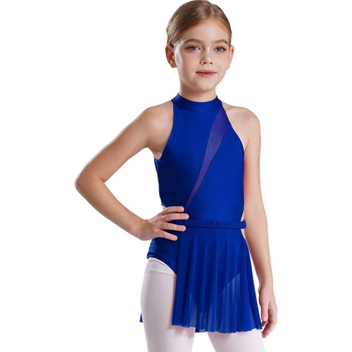 Kids Girls Leotard Splice Unitard Mesh Bodysuit Tutu Skirt Dresses Sleeveless - Bild 29 von 95