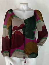 Farm Rio Anthropologie Small Katalina Top Chiffon Ruched Empire Babydoll Flaw