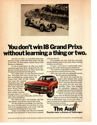 1972 AUDI ~ ORIGINAL PRINT AD