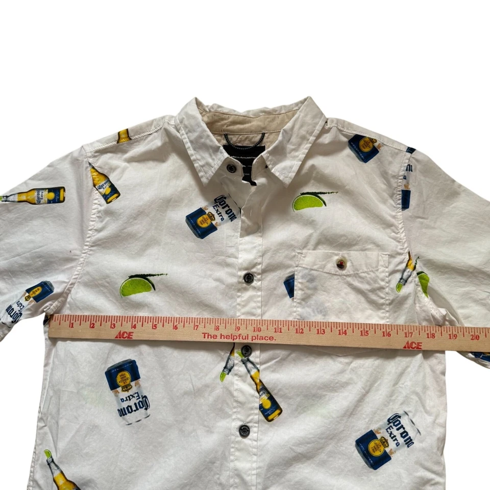 Modern Amusement All Over Print Corona Beer Button Front Shirt Men Size Medium - Image 4 of 4
