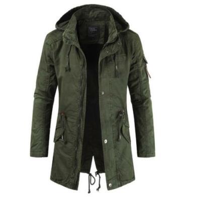 Winter Men's Warm Hooded Back Split Zipper Trench Coat Outwear