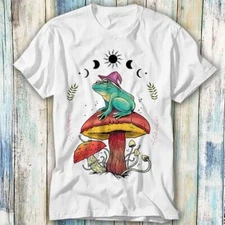 Frog Wizard On Mushroom Phase of Moon T Shirt Meme Gift Top Tee Unisex 1097