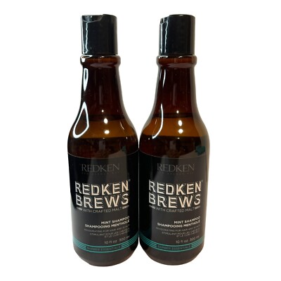 2x Lot Redken Brews Mint Shampoo With Crafted Malt For Men 10 oz