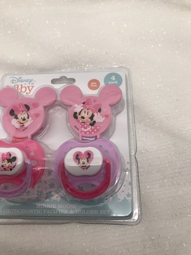 Ciuccio orto Disney bambina Minnie Mouse rosa succhietti Binkys con supporti NUOVO - Foto 5 di 12