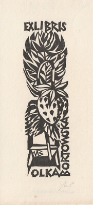 Exlibris - ULLRICH BEWERSDORFF - For Olka Bortowska - Strawberry/Fruit - Signed