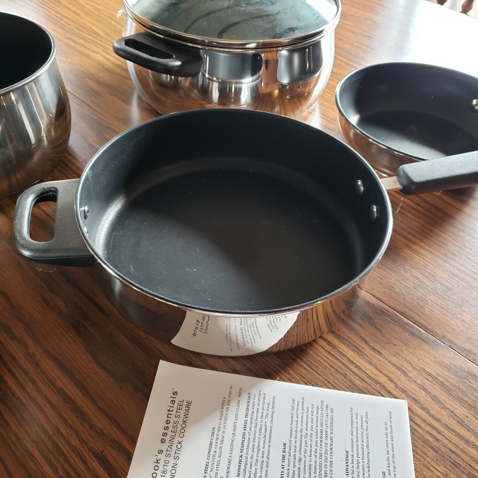 Cooks Essentials Stainless Steel 8Piece Set Stockpot Saucepan Skillet Pot Lids eBay