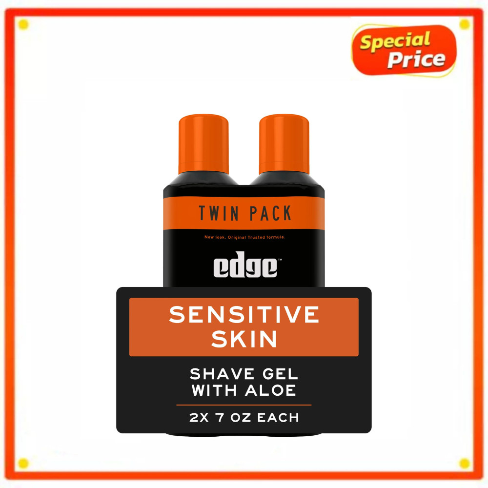 Edge Sensitive Skin Shave Gel for Men with Aloe, Twin Pack, 