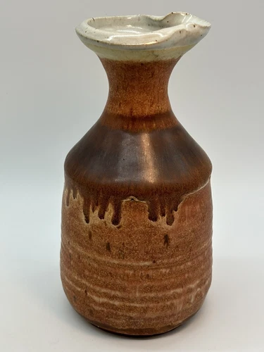 Studio Art Pottery Base Creamer Pitcher Hand Thrown Drip Glaze Signed Hough