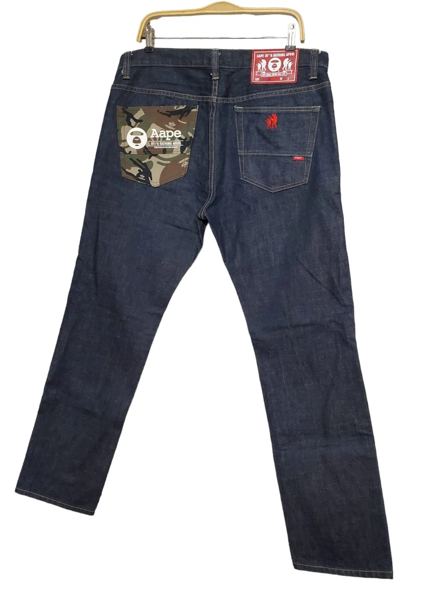 AAPE By A BATHING APE Mens Denim Jeans Size XL W 36 x L 31 Blue Selvedge