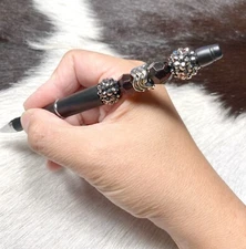 Beaded Pen BLACK Writing Instrument Handmade Gift Fancy Bubblegum Pen