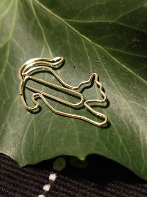 10x BIG D-CLIPS GOLD Büroklammern Katze; Metallic Paper Clips