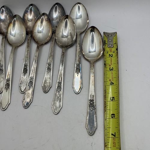 Vtg Antique Cr. 1933 Manor Plate Triple Rosedale Pattern Silverware SET 31 Fork - Picture 9 of 14