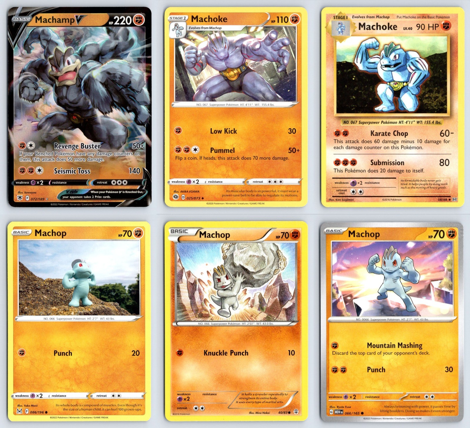 (6) Machamp V Machoke Machop Pokemon Card Lot 072/189 Ultra Rare Generations Set