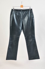 Vintage 00s Real Leather Flare Trousers in Black