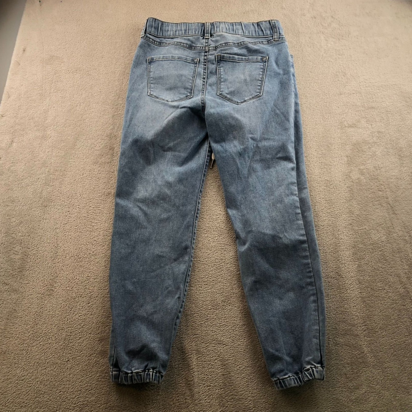 Rewash Mens Joggers Jeans Small Blue Denim Drawstring Tapered Leg Casual Pull On