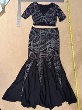 Sparkling Silver  Black Two-Piece Mermaid Prom Dress Set - Size S/M 