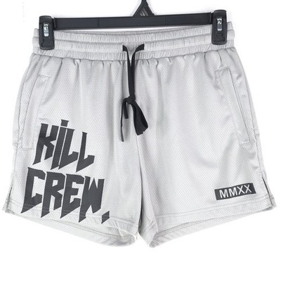 Kill Crew Shorts Mens Size Large Gray MMXX Muay Thai Boxing Drawstring 4'' Inseam