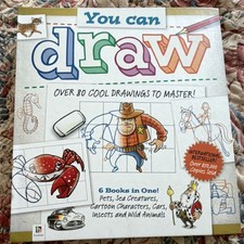 Hinkler You Can Draw Drawing Instruction Book 6-in-1 80 Animal Drawings