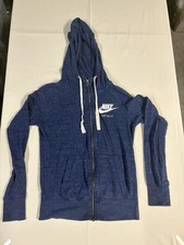 Nike Womens Sweatshirt Hoodie XS Full Zip Blue Heather Lightweight Swoosh Small