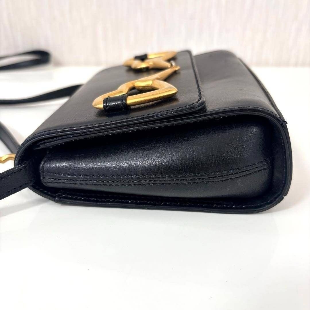MOSCHINO Heart Horsebit Mini Shoulder Bag Black Leather Authentic Rare Vintage image 10