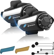 Moman H2S 2 Way 1000M Motorcycle Intercom Helmet Headset Hi-Fi AI Voice 2-Pack