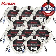 10-PACK Kirlin 6FT 3.5mm TRS To Dual RCA 24AWG Y-Patch Cable LGY-364-06/WH