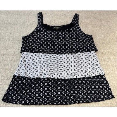 Absolutely Famous Women s Large Tiered Layered Sleeveless Top Cotton Blend Boho