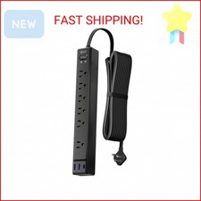 10Ft Extension Cord with Multiple Outlets, SUPERDANNY Flat Plug Surge Protector