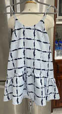 J.O.A LOS ANGELES BABYDOLL MINI SUN DRESS LACE UP WOMAN'S NAVY BLUE SZ S RUFFLE