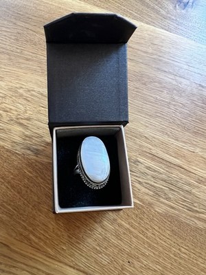 Regenbogen Mondstein Ring | 925 Sterling Silber | Split Shank Ring