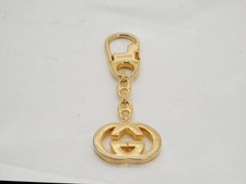 Gucci Interlocking G Key Ring Key Chain Bag Charm GG Metal Gold Authentic