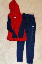 New Balance Boys 2PC Fleece Set Hoodie Jogger Pants Logo Size 12