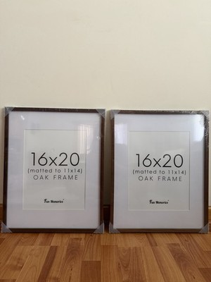 Fun Memories Oak Photo Frame 16x20 in Matted to 11x14 Holds 1 Photo Matte