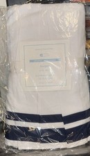 NEW IN PACKAGE- Pottery Barn Baby Harper Organic Cotton Crib Skirt White Navy