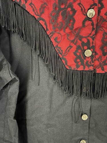 Vintage 90s Women’s Western Lace And Fringe Cotton Button Up Shirt Plus Size 20 - Picture 7 of 8
