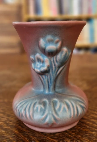 Vintage American Van Briggle Art Pottery Mulberry matte floral 5" Vase Signed