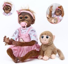 Reborn Monkey Doll 22 Inches 55 cm Handmade Newborn Baby Realistic Soft Silicon