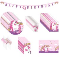 54-Tlg. Regenbogen Unicorn Einhorn Party Set FüR Kindergeburtstag